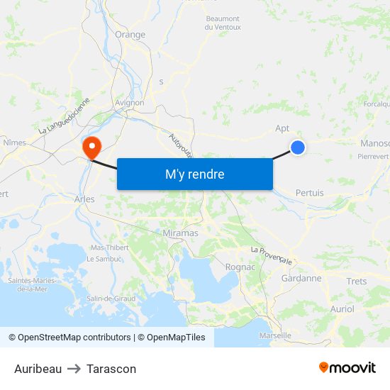 Auribeau to Tarascon map