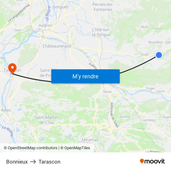 Bonnieux to Tarascon map