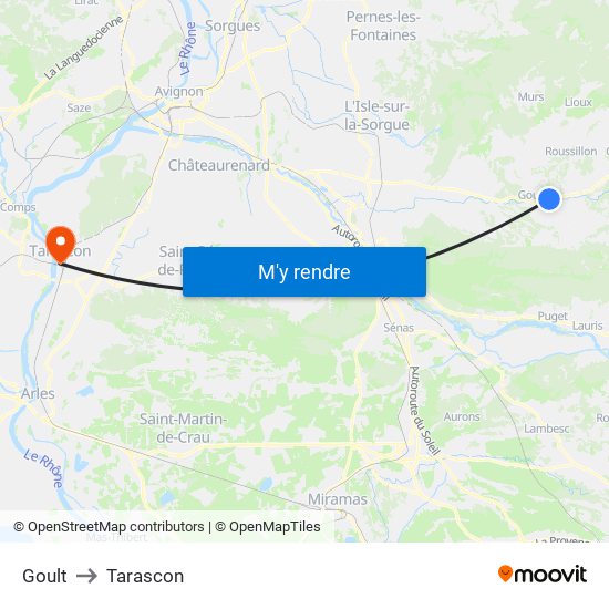 Goult to Tarascon map