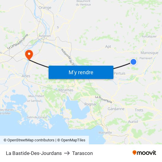 La Bastide-Des-Jourdans to Tarascon map