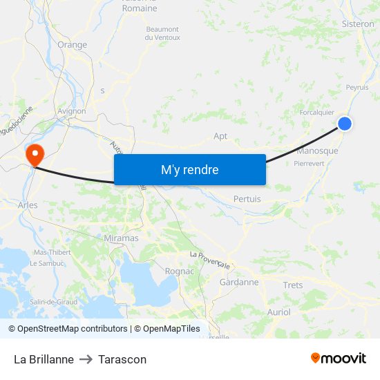 La Brillanne to Tarascon map