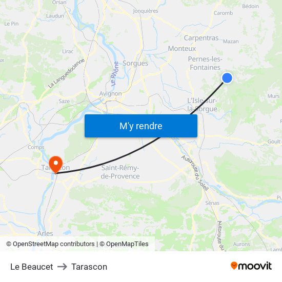 Le Beaucet to Tarascon map