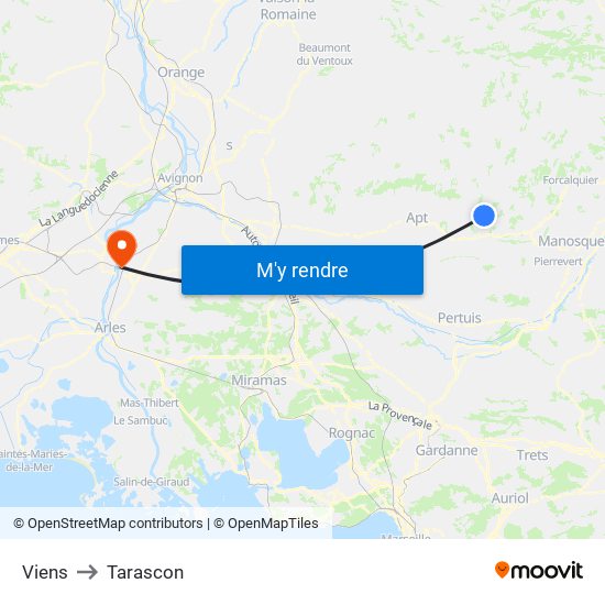 Viens to Tarascon map