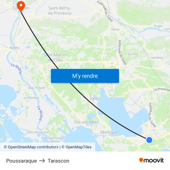 Poussaraque to Tarascon map