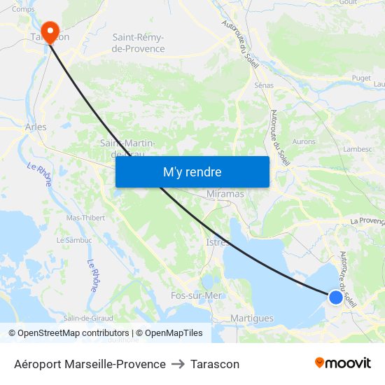 Aéroport Marseille-Provence to Tarascon map