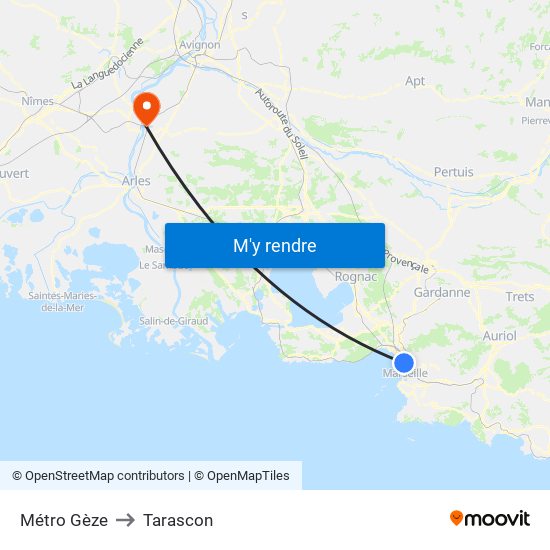 Métro Gèze to Tarascon map