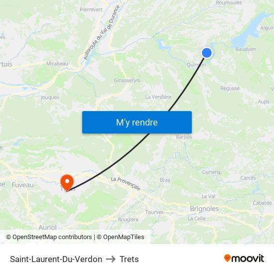 Saint-Laurent-Du-Verdon to Trets map