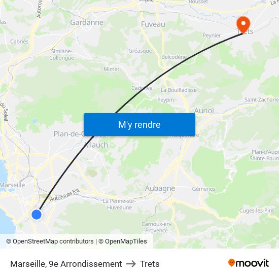 Marseille, 9e Arrondissement to Trets map