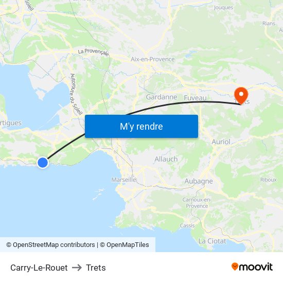 Carry-Le-Rouet to Trets map