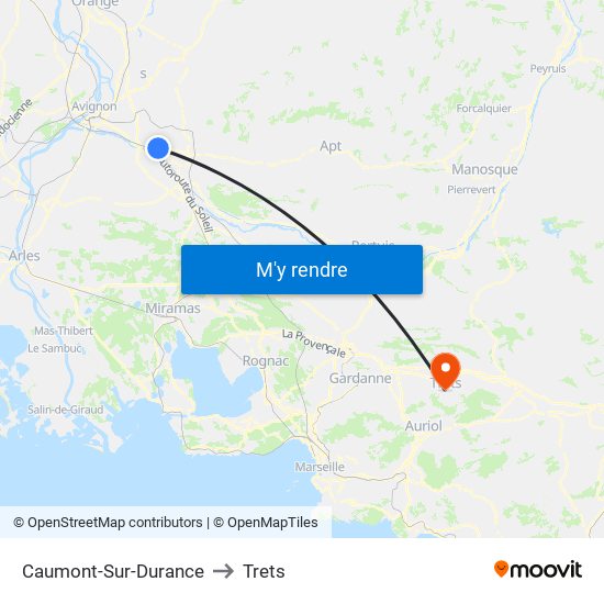 Caumont-Sur-Durance to Trets map