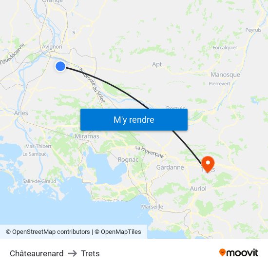 Châteaurenard to Trets map