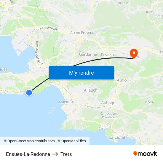 Ensuès-La-Redonne to Trets map