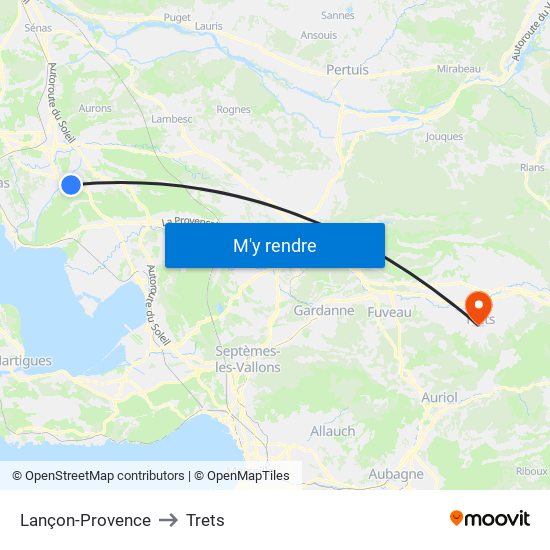 Lançon-Provence to Trets map