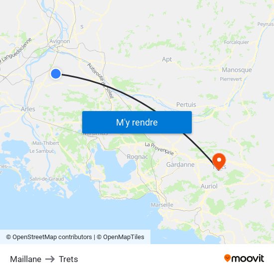 Maillane to Trets map