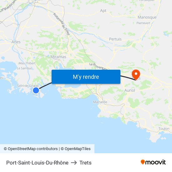Port-Saint-Louis-Du-Rhône to Trets map