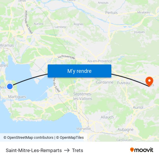 Saint-Mitre-Les-Remparts to Trets map