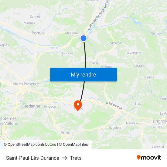 Saint-Paul-Lès-Durance to Trets map
