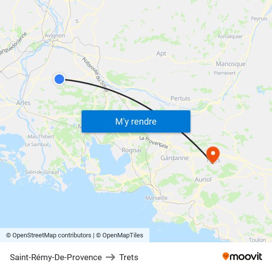Saint-Rémy-De-Provence to Trets map