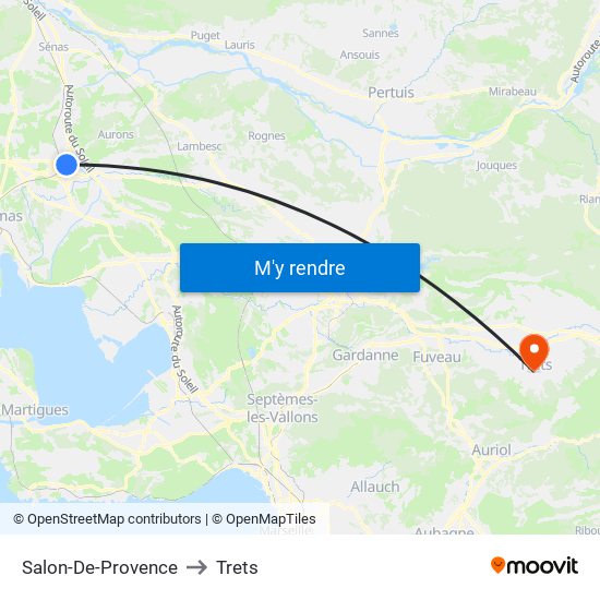 Salon-De-Provence to Trets map