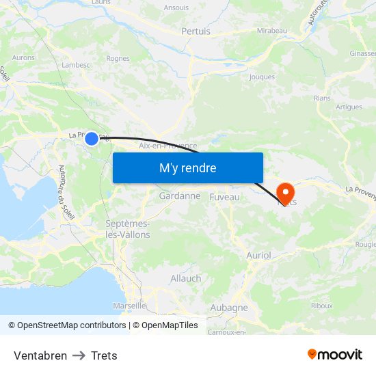 Ventabren to Trets map
