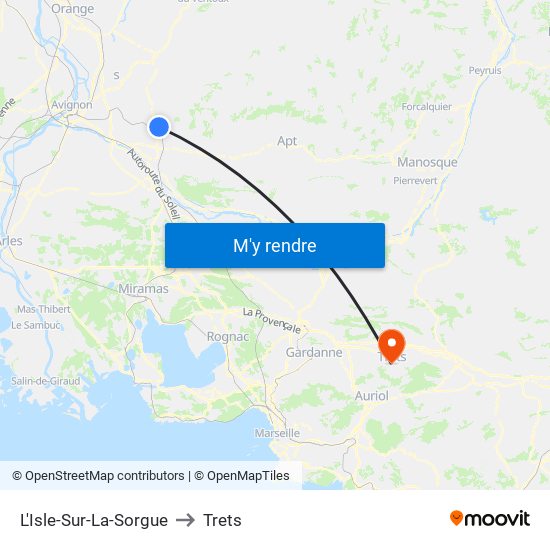 L'Isle-Sur-La-Sorgue to Trets map