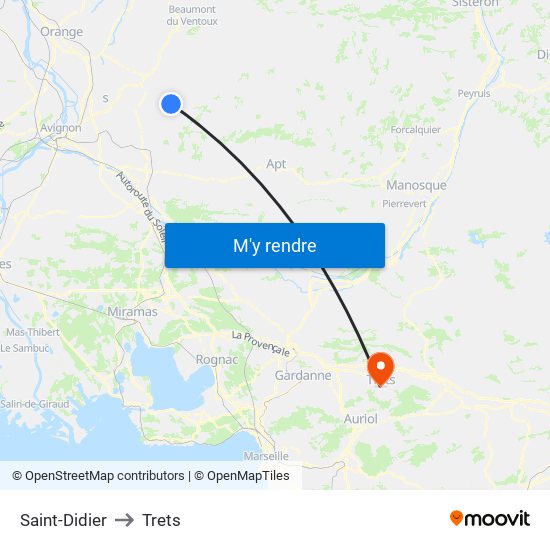 Saint-Didier to Trets map