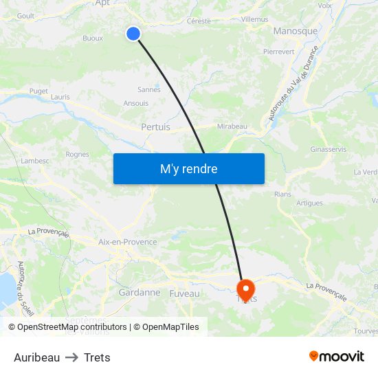 Auribeau to Trets map
