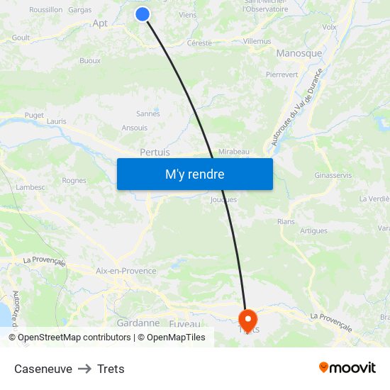 Caseneuve to Trets map