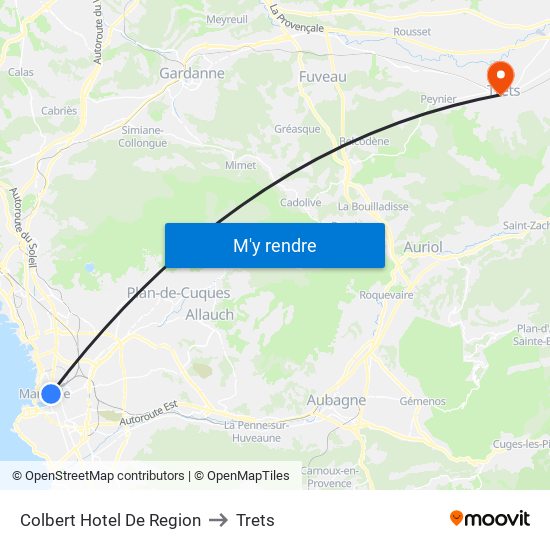 Colbert Hotel De Region to Trets map