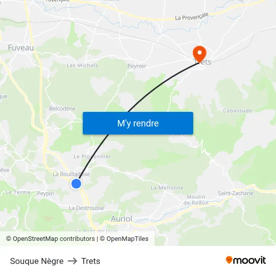 Souque Nègre to Trets map