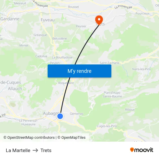 La Martelle to Trets map