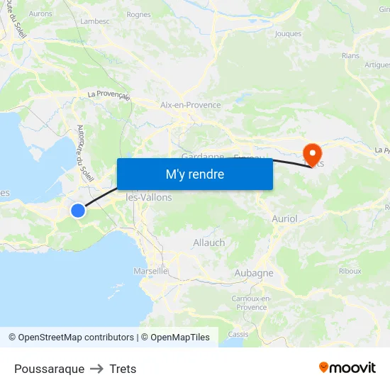 Poussaraque to Trets map