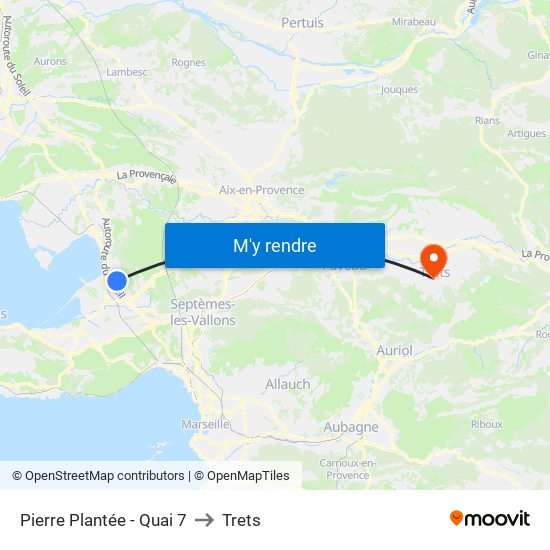 Pierre Plantée - Quai 7 to Trets map