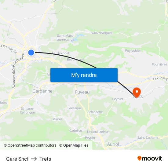 Gare Sncf to Trets map