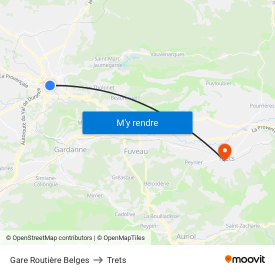 Gare Routière Belges to Trets map