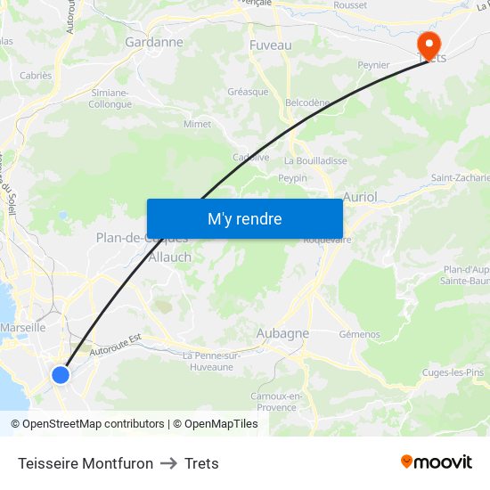 Teisseire Montfuron to Trets map