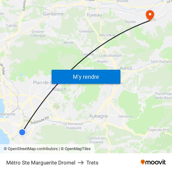 Métro Ste Marguerite Dromel to Trets map