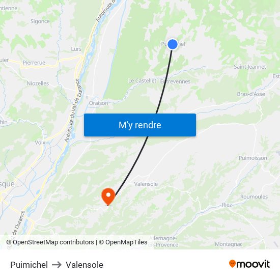 Puimichel to Valensole map