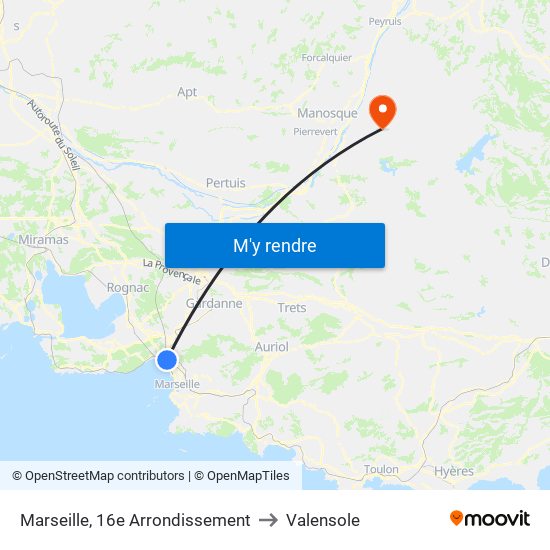 Marseille, 16e Arrondissement to Valensole map
