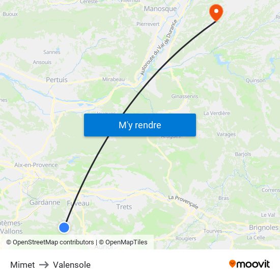 Mimet to Valensole map