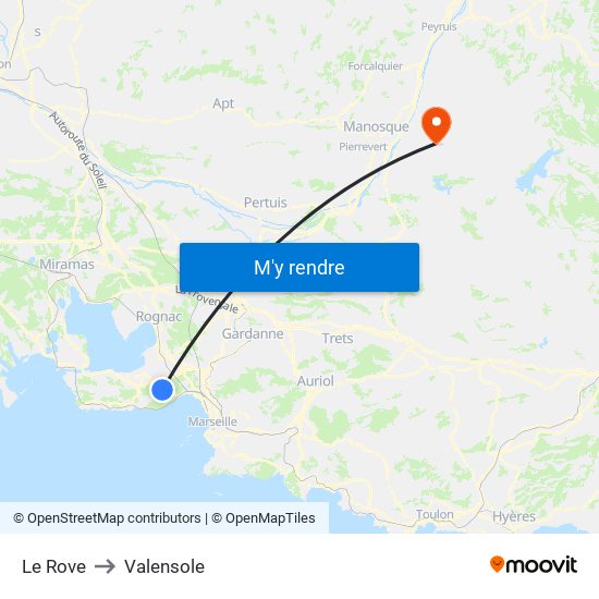 Le Rove to Valensole map