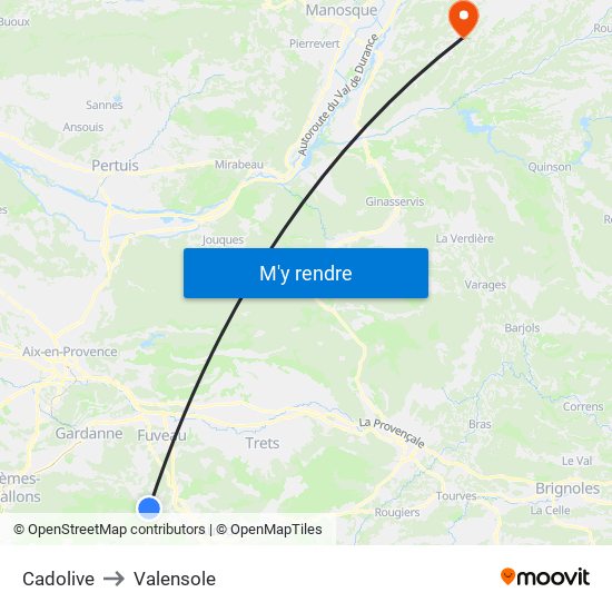 Cadolive to Valensole map