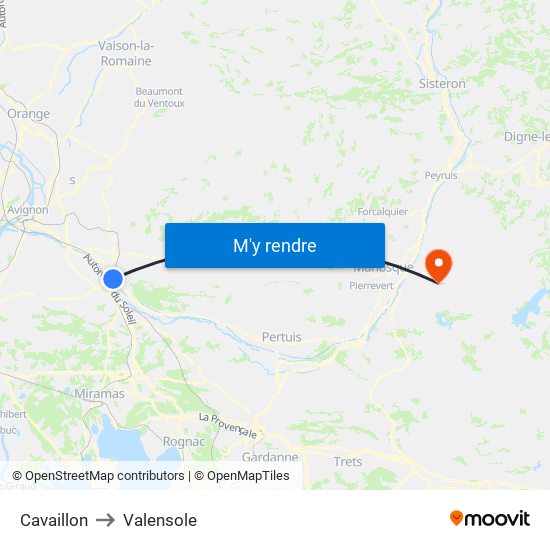 Cavaillon to Valensole map