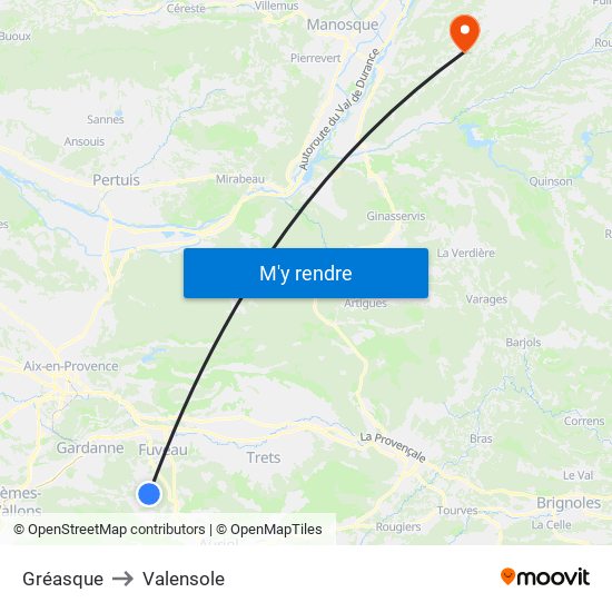 Gréasque to Valensole map