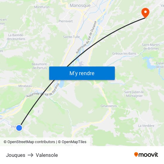 Jouques to Valensole map