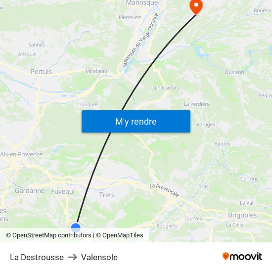 La Destrousse to Valensole map