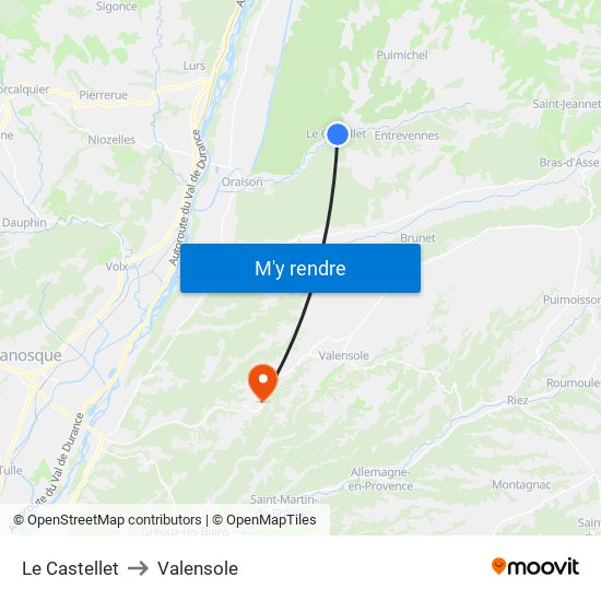 Le Castellet to Valensole map