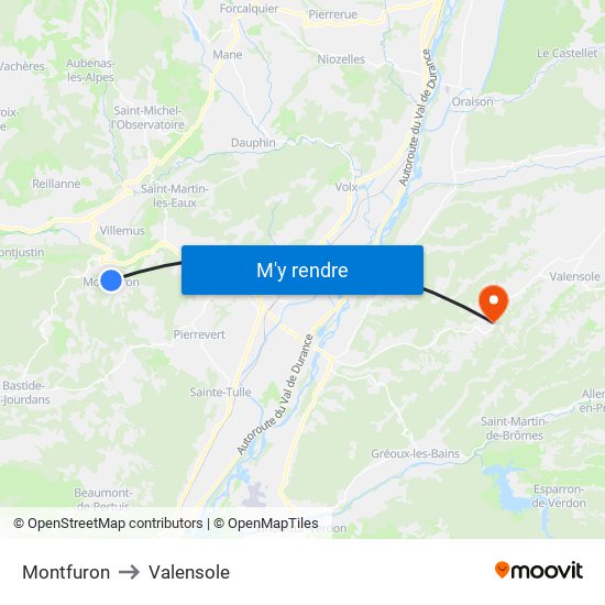 Montfuron to Valensole map
