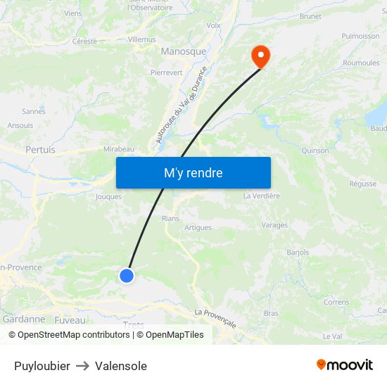 Puyloubier to Valensole map