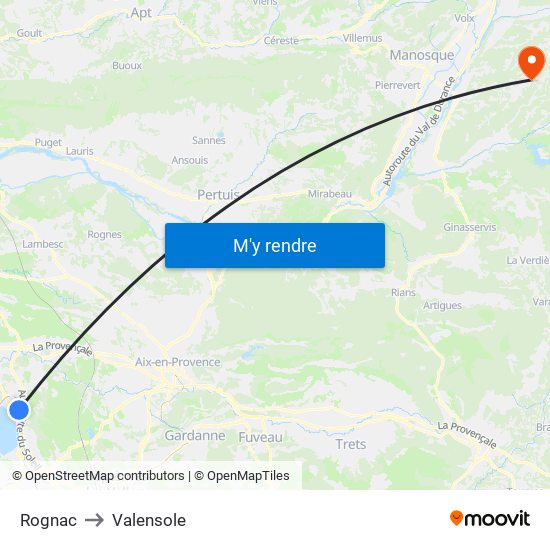 Rognac to Valensole map